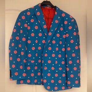 Blue and Red Patterned Men's Blazer